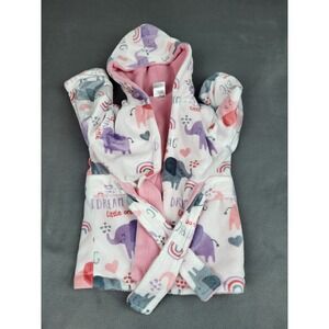 Dream Big Little‎ Co. Robe Baby 8 12Mo. White Pink Lightweight Twist Tie Hoodie